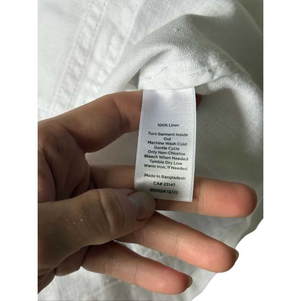 Talbots WASHED LINEN JACKET size L White Button Front - Picture 8 of 9